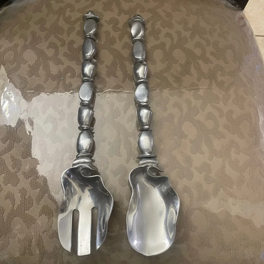 Pier 1 Mariposa Brillante Michael Updike Salad Server Set Fork & Spoon Pebble
